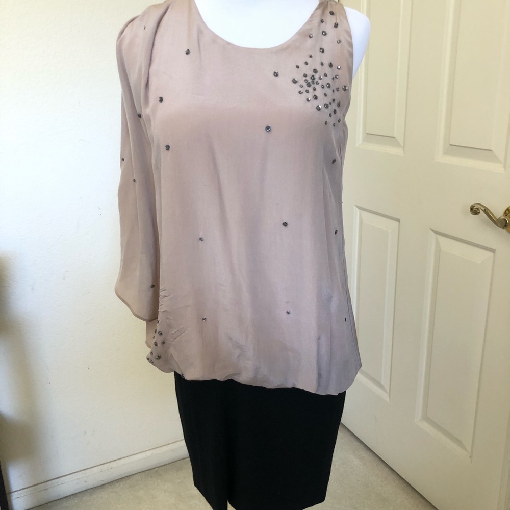 Asymmetric dress with flown & mini skirt